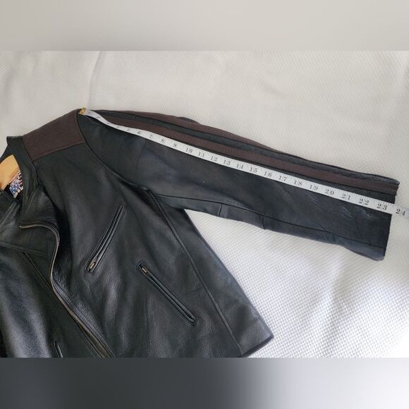 Amadeo Black and Brown Leather Bomber Jacket - Picture 6 of 10